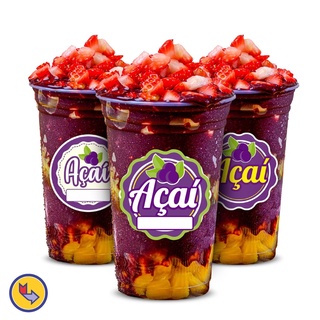 300 Rótulos 3x3 em Vinil Adesivos Etiquetas para Açaí no Copo - Delivery