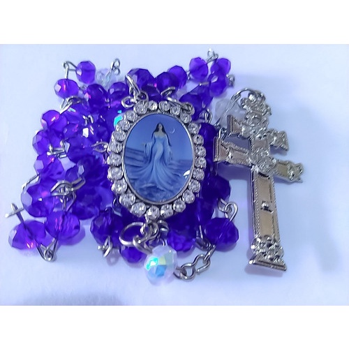 Terço Colar Iemanjá Cristal 8mm Entremeio Strass Tcheco