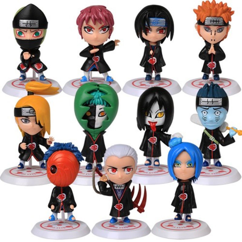 11 pcs/kit Anime Bonecos Akatsuki Figura Boneca Naruto Brinquedos ...