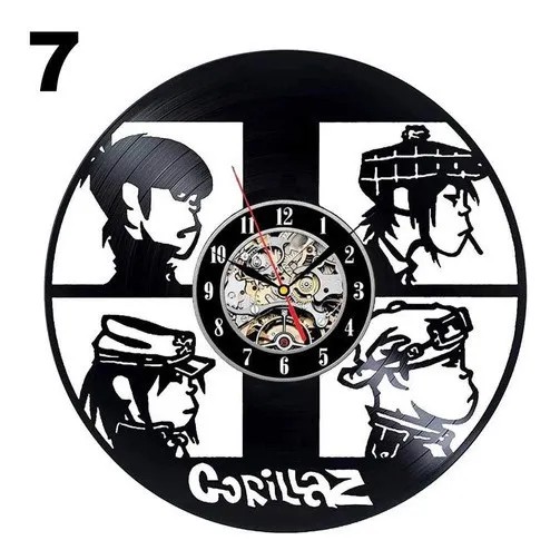 Gorillaz 07 - Relógio Disco De Vinil Decoração