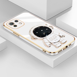 Para Xiaomi MI 11 Lite 4G 5G Ne Capa Com Suporte Dobrável De Astronauta Fina Revestimento Completa Da Lente Protege A Macia Anti-Impacto