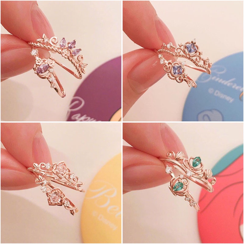 Pacote de presente de anéis de estilo Disney luxuosas joias de prata 925 anel fofo