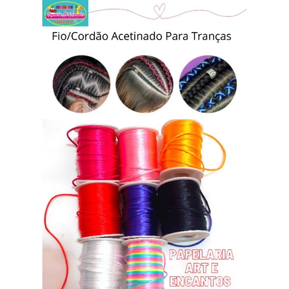 FIO cordão acetinado para trança nagô Por metro cabelo acessórios de  cabeça/cabelo elástico/liga/linha | Shopee Brasil