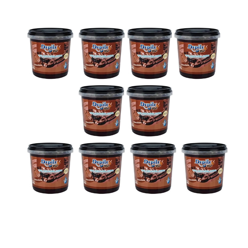 Cera Depilatória Chocolate Hidrossolúvel Depile Plus 600g (Kit com 10) Indicado para peles ressecadas