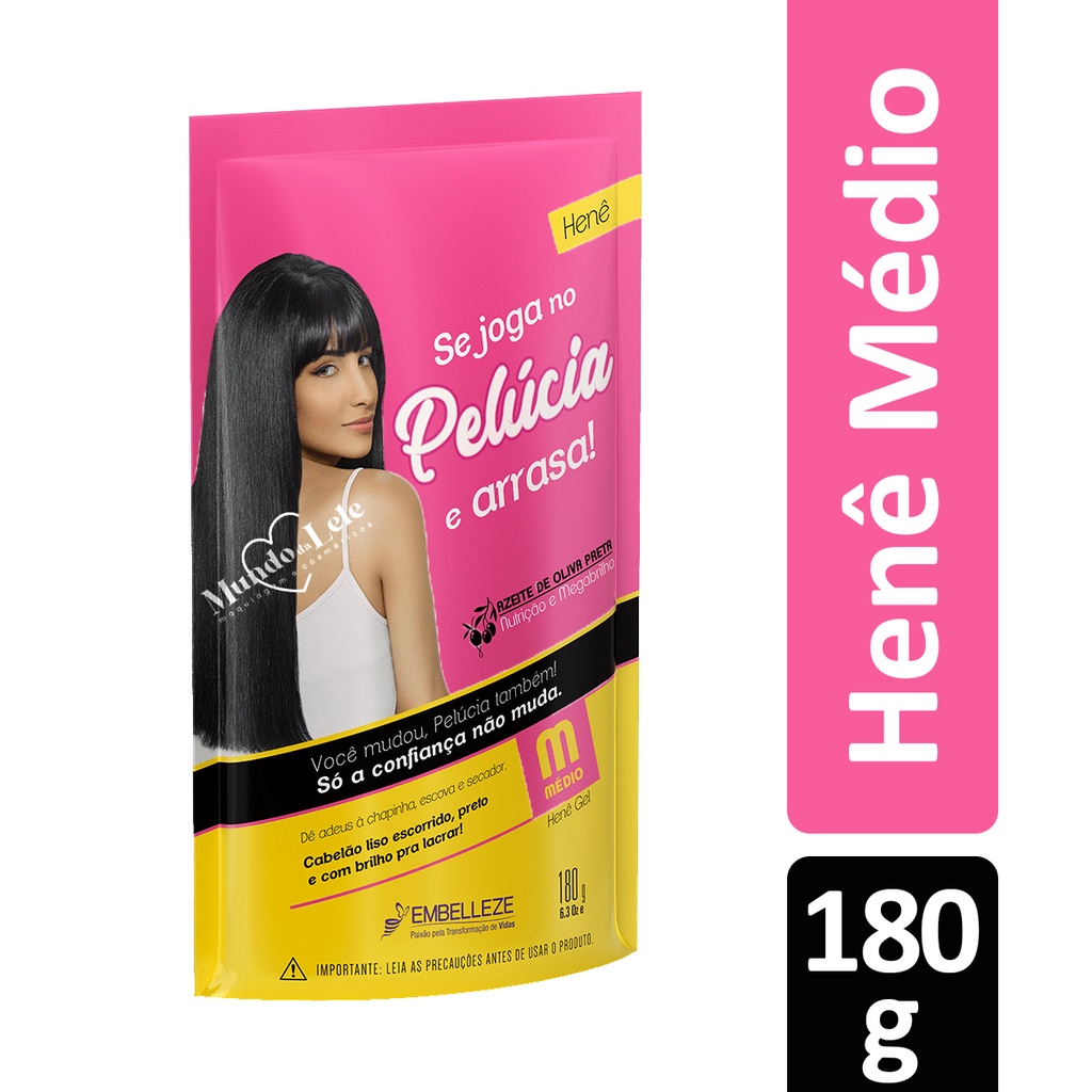 Alisante Henê Gel Pelúcia Médio Pouch 180g Embelleze - 1 Unidade - Beauty