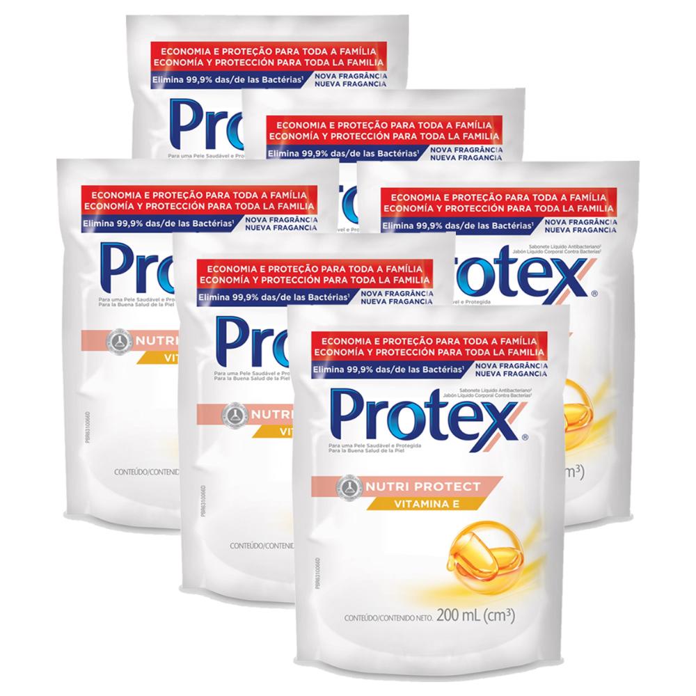 Kit Refil Sabonete Líquido Protex Nutri Protect Vitamina E 200ml com 6 unidades em Oferta na Shopee