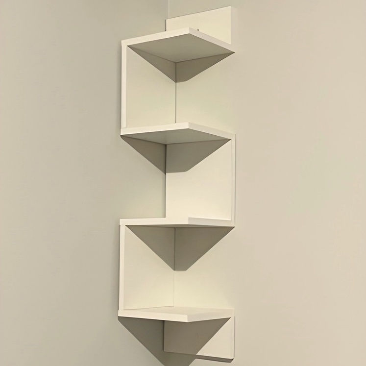 Prateleira Vertical Canto Nichos Decoração Organizar Livros Objetos Quarto Banheiro Escritório Mdf Branco