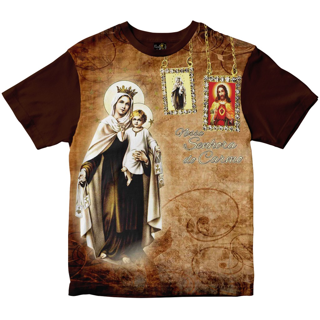 Camiseta Nossa Senhora do Carmo Rainha do Brasil marrom