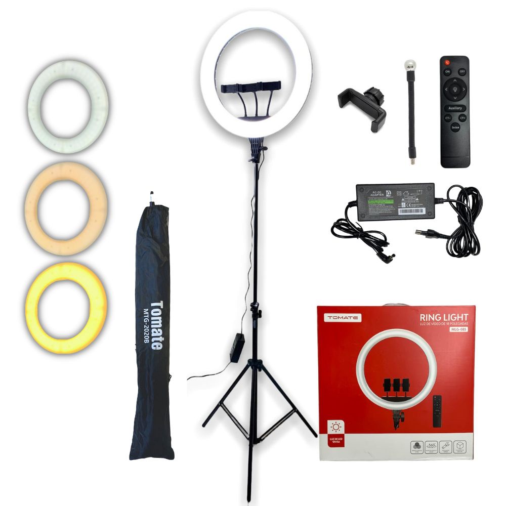 Ring Light Original Tomate 18 Polegadas Grande + Tripé 2 Mts com 3 Suportes Articulados
