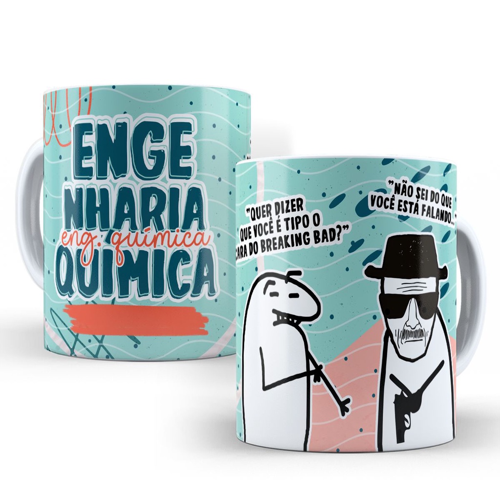 Caneca Engenharia Química Personalizada Flork Profissões 2 Bolo Bento de Porcelana 	Mod. 768