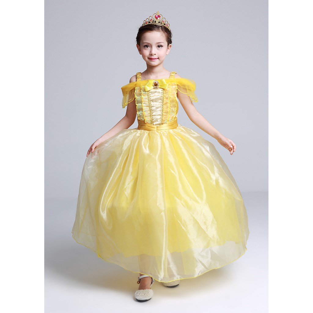 vestido de princesa infantil amarelo