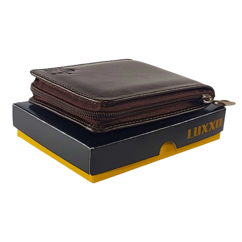 Carteira Masculina De couro Ziper Porta Cartão Moedas RG CNH Marrom em Oferta na Shopee