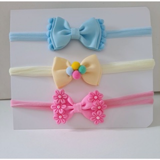 kit 3 laçinhos bebê recém nascida faixinha colorido de fita. em Oferta na Shopee