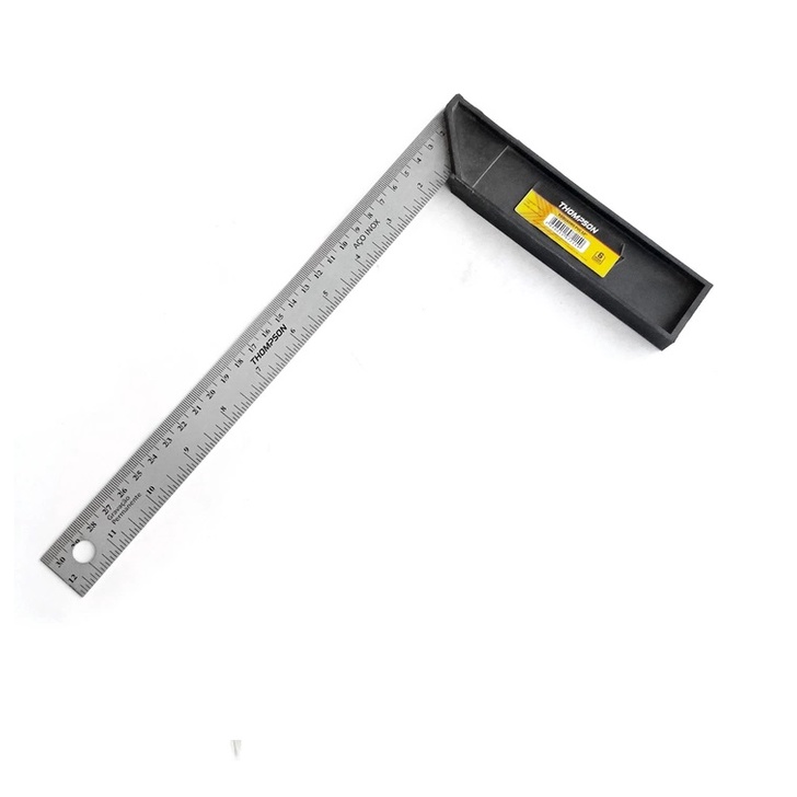 Esquadro 30cm Thompson com Cabo de Plástico  Utilizado em obras civis, trabalhos de carpintaria e marcenaria