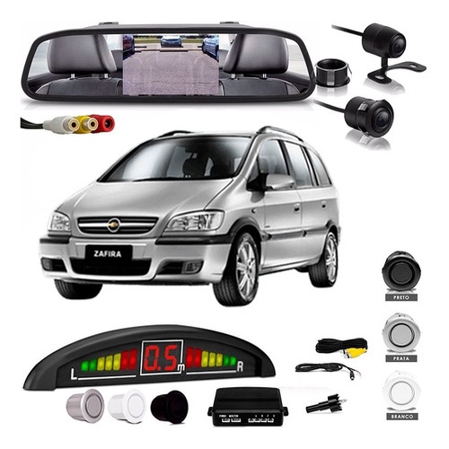 Kit Retrovisor Lcd Camera Sensor De Estacionamento Zafira