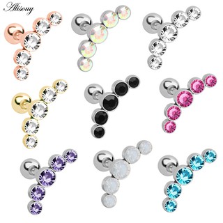 Brincos Alisouy 1PC Tragus Stud De Orelha De Prego De Aço Inoxidável Barra De Cristal Jóias De Corpo Acessórios Unisexo