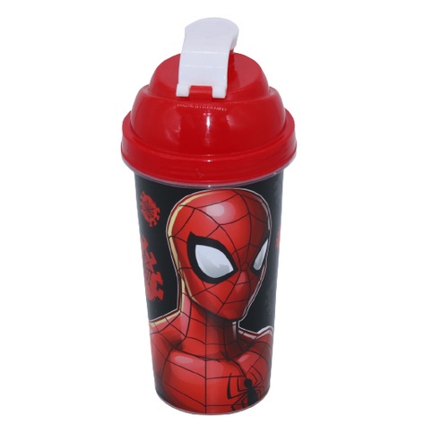 Shakeira de Plástico Com Tampa Rosca e Misturador Homem Aranha e Carros 580ml