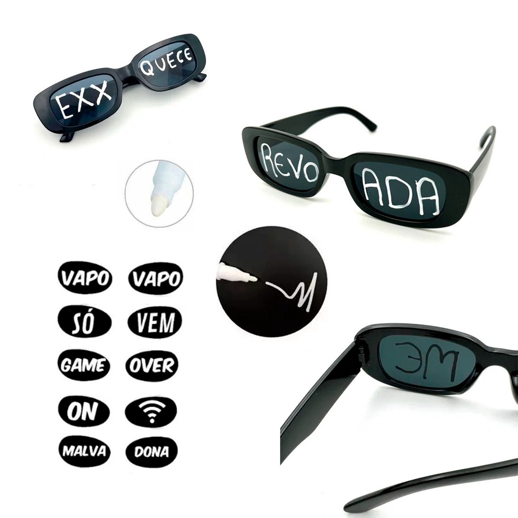 Oculos Retro Vintage Revoada Moda Rap +Caneta em Oferta na Shopee