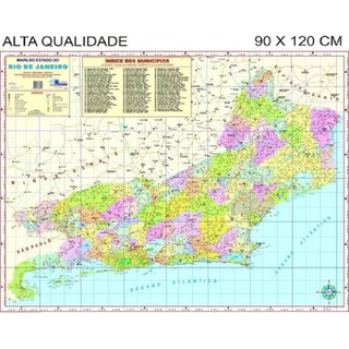 Mapa Do Estado Rio De Janeiro Politico 90 X 1 Cm Atual Shopee Brasil