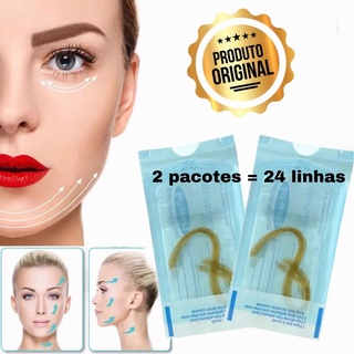 Kit 2 Unid Fios De Seda Ouro Linhas Colágeno Lifting Facial