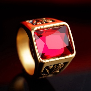 Nova Moda Rubi Ouro 18K Jóias De Aço Inoxidável Para Homens Acessórios