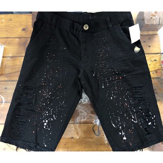 short jeans preto masculino rasgado