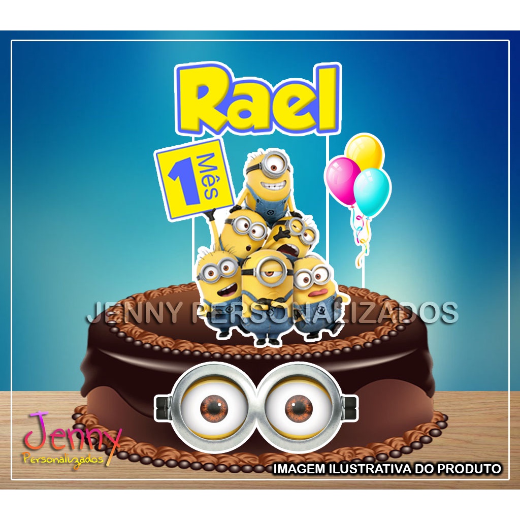 Topo Topper de bolo Minions Personalizado