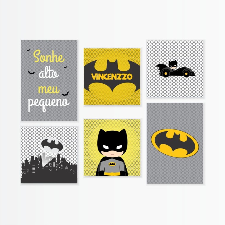 Quadrinhos Decoracao Quarto Bebe Menino Infantil Herois Batman Baby C Nome Shopee Brasil