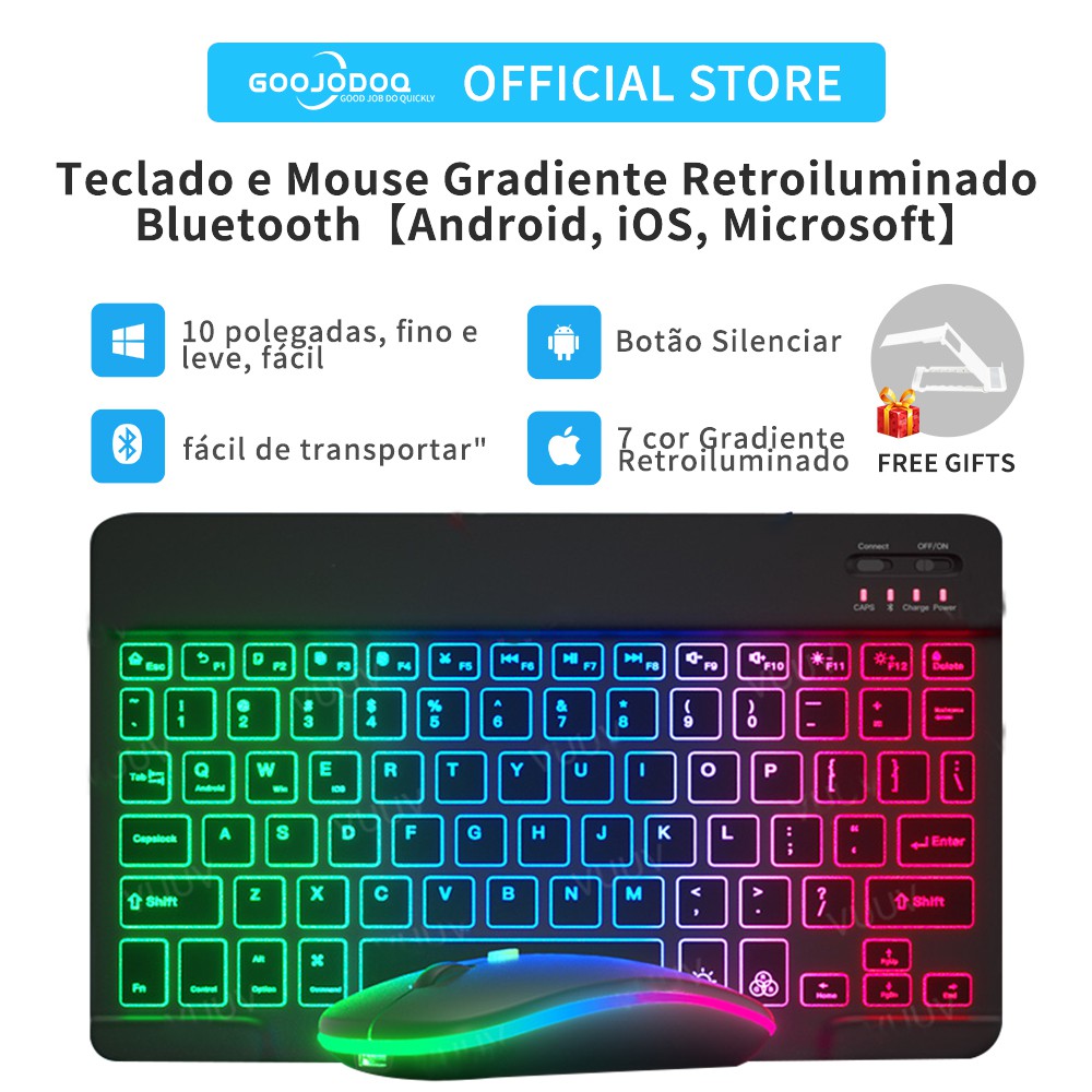 Goojodoq Teclado e Mouse | Gradiente Retroiluminado Bluetooth