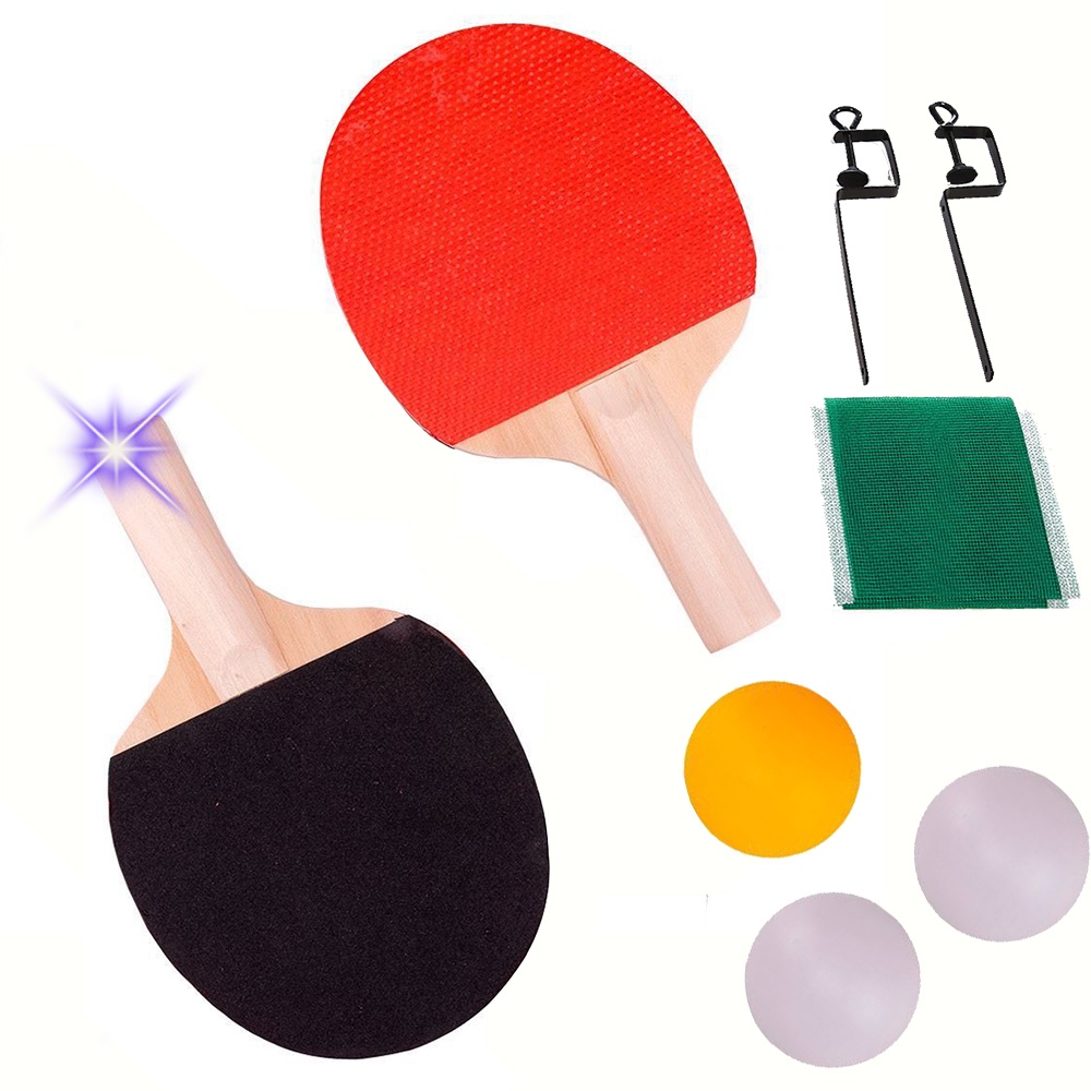 KIT PING PONG / TENIS DE MESA COM 2 RAQUETES, 3 BOLINHAS E REDE SUPER PREMIUM