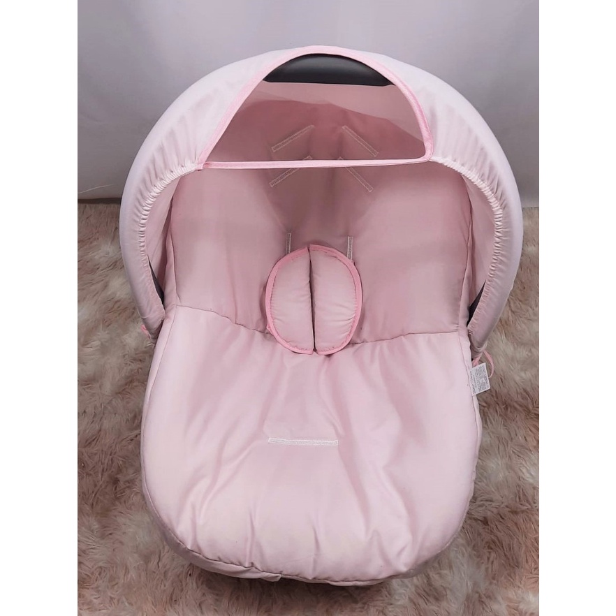 Capa Para Bebê Conforto + Capota Protetora Solar+ Protetor De Cinto Rosa bebe