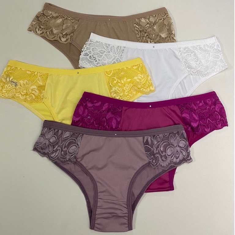 Kit 5 Calcinhas Modelo Tanga Microfibra Com Renda Lingerie Ref 25 Shopee Brasil 8621