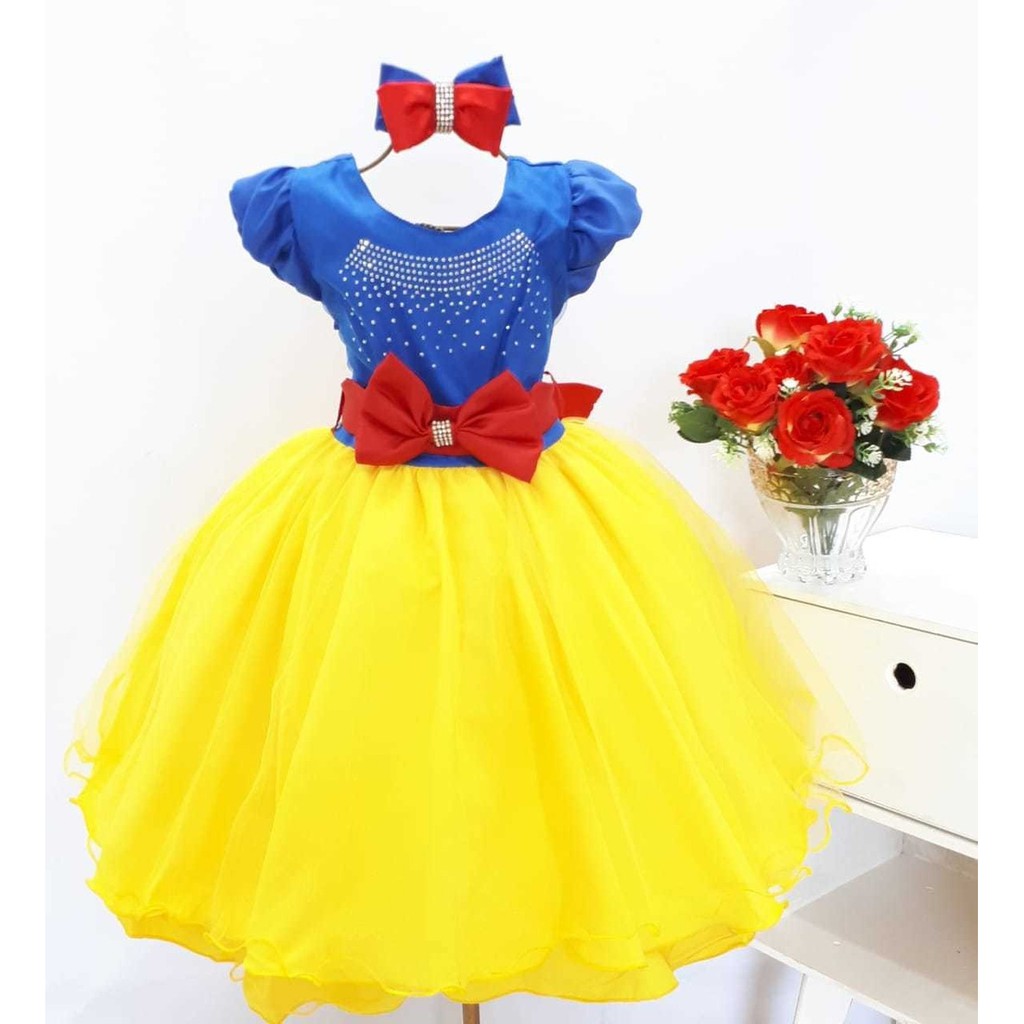 Vestido Branca De Neve Festa Juvenil E Tiara Exclusivo
