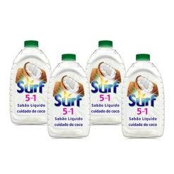 Kit 4 Lava-Roupas Líquido Surf 5 em 1 Cuidado do Coco 3L