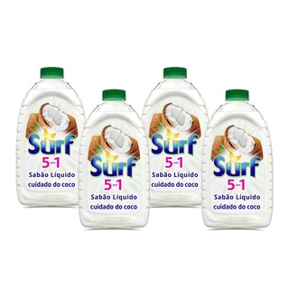 Kit 4 Lava-Roupas Líquido Surf 5 em 1 Cuidado do Coco 3L em Oferta na Shopee