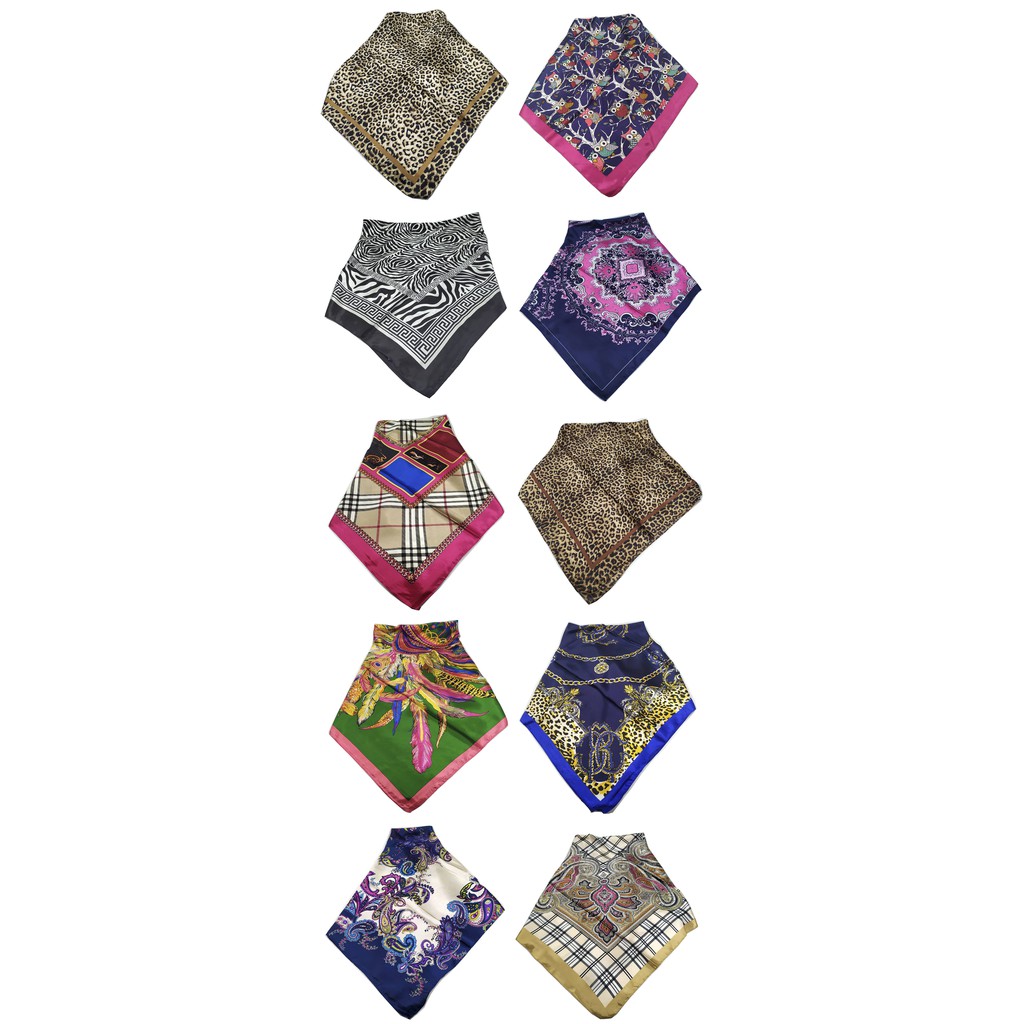 Blusa Top Cropped Lenço Bandana Echarpe Estilo Blogueira Cetim Estampas Sortidas