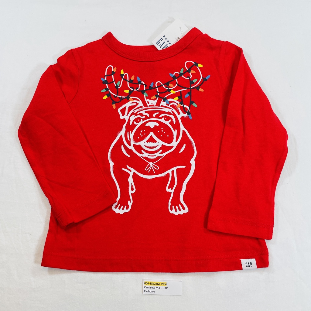 Camiseta M.L GAP Cachorro - Tamanho 18 a 24M == peça nova