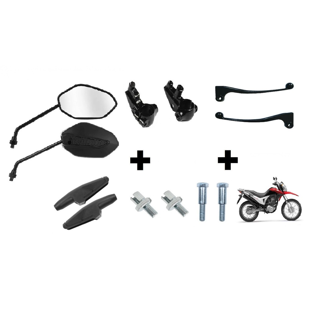 Par Mini Espelho Retrovisor Manete+Manicoto+Parafuso+Regulador+Capa Protetora Honda Cg Cargo Fan Mix Sport Start Titan