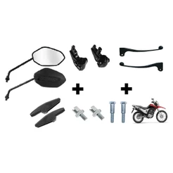 Par Retrovisor+Manete+Manicoto+Parafuso+Regulador+Capa Protetora Honda Cbx 200 Strada/Nx 150/200/Xr 200/Xlr 125/Bros