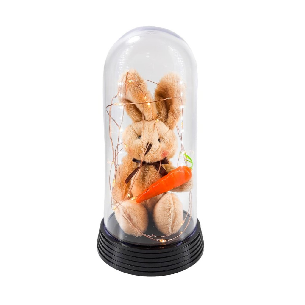 Coelhinho De Páscoa com Cenoura Iluminado Cúpula / Redoma com Coelho De Pelúcia Luminária de Mesa / Abajur