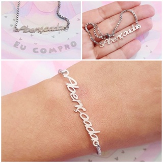 Pulseira  Abençoada aço inox cirúrgico prata feminina religioso bênção presente proteção abencoada em Oferta na Shopee