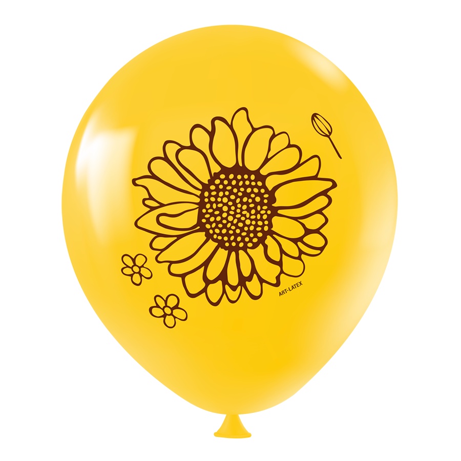 Balão de Festa Redondo Profissional Látex Decorado 11" 28cm - Girassol - 25 Unidades - Art-Latex