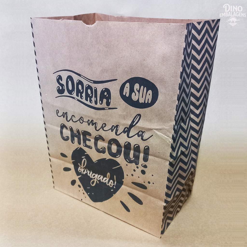 Saco Kraft Delivery Estampado Tamanho G (100 unidades)