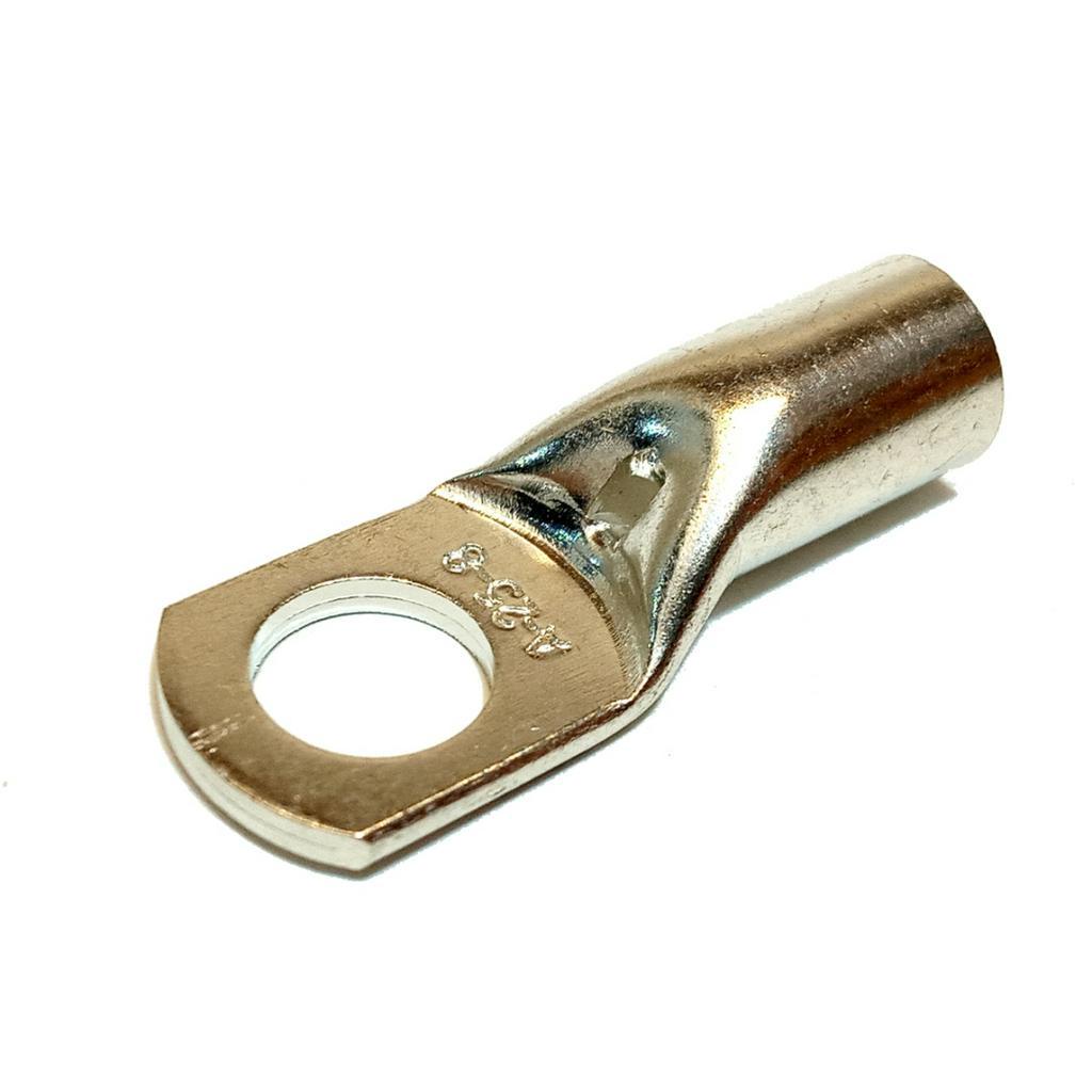 Terminal Olhal Compressão Tubular 25mm M8 - 10 Ponteiras Bateria Cobre Estanhado