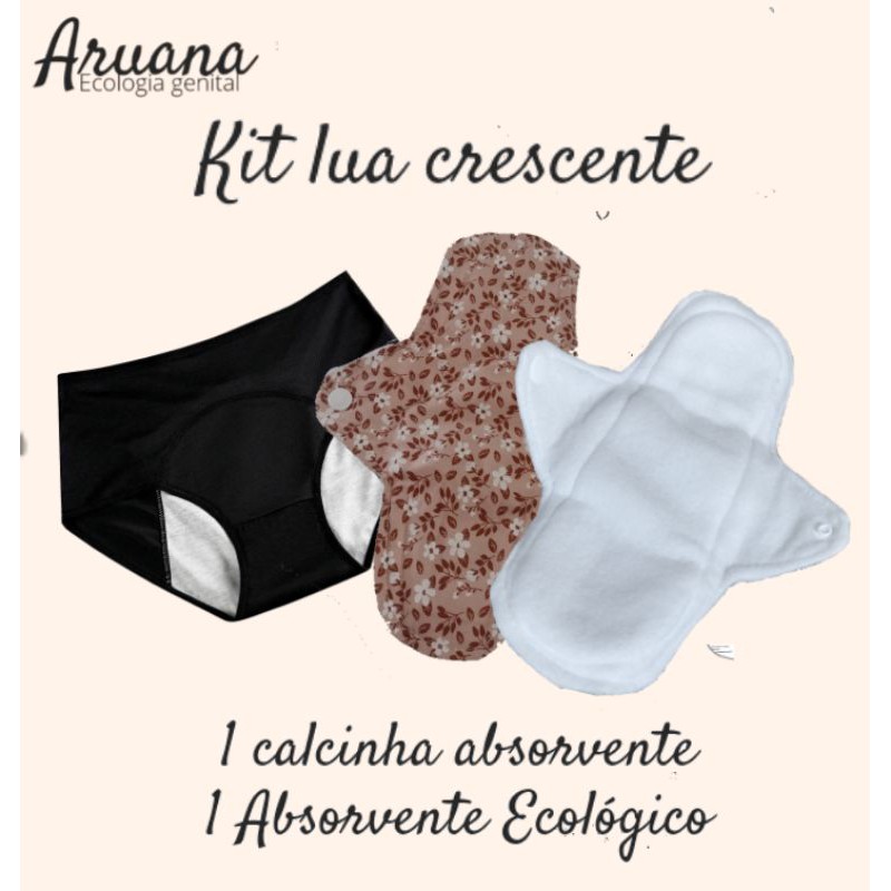 Kit Lua Crescente/ Calcinha Absorvente/ Absorvente Ecológico/ Coletor Menstrual/ Absorvente De Pano/Absorvente Reutilizável/ Calcinha Anti Vazamento/ Continência Urinária/ Incontinência Urinária