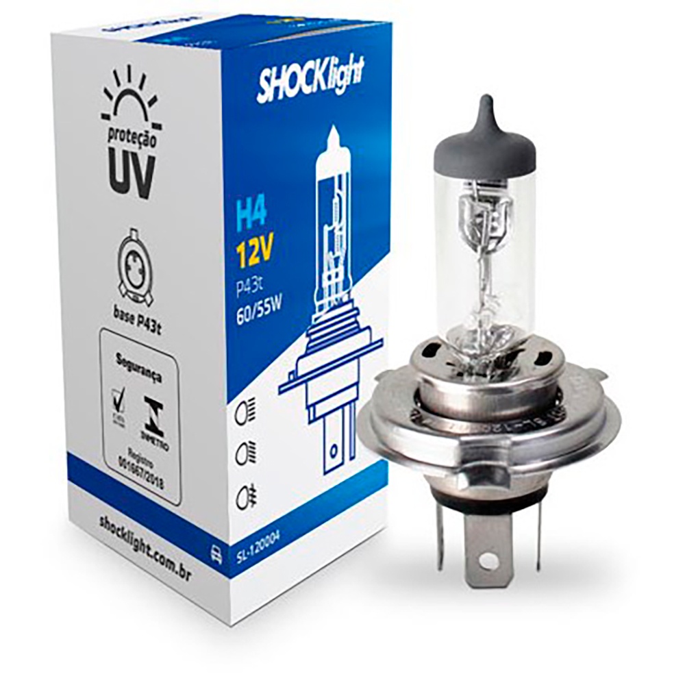 Lampada Shocklight Halogena Standart H4 12v 60/55w P43t - Spare Parts and Accessories for Vehicles