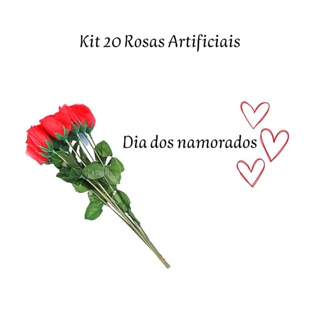 10 Rosas Artificiais Embalada Individual Linda em Oferta na Shopee