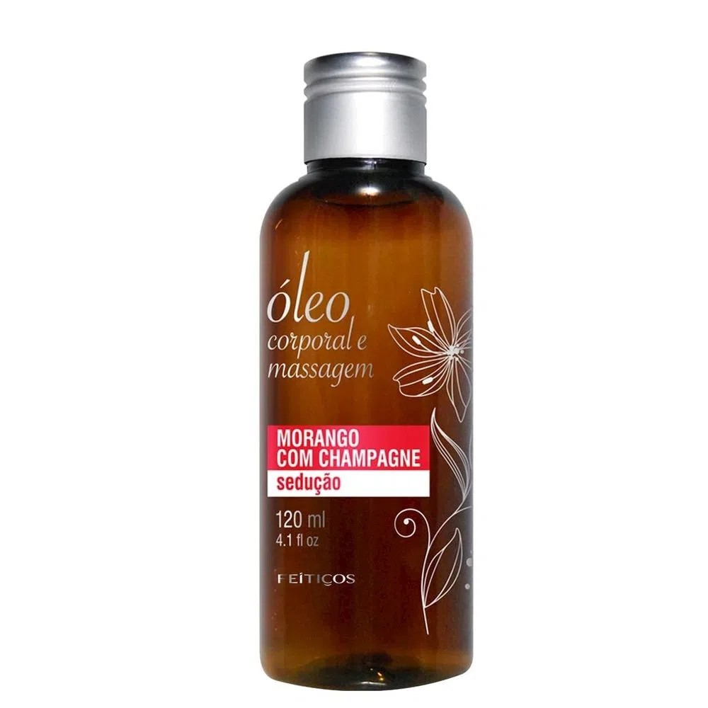 Óleo Feitiços Aromático Massagem Tântrica Nuru Aroma Morango com Champagne 120ml