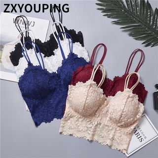 Topo De Tubo De Renda Sexy Sem Costura Sutiã V Push Up Sling Fio Para Mulheres Lingerie Jacquard Bordado M-XL Plus Size