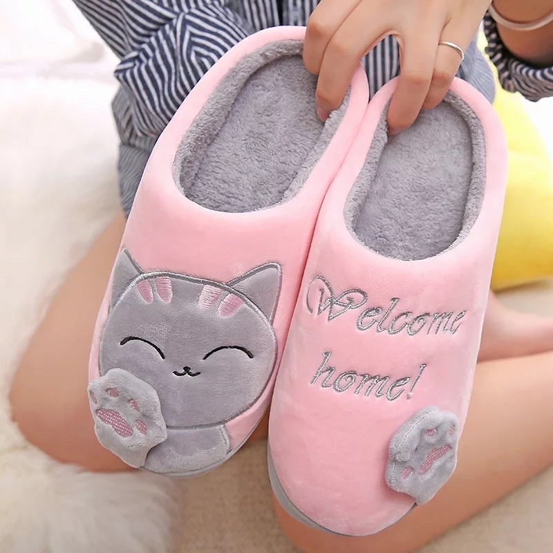 Pantufa Chinelo Feminino feminina V010 pantufa infantil Sapato Gato Da Sorte De Inverno Antiderrapante FlexíVel Quente De Inverno Presente Melhor